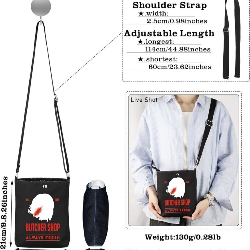 Horror TV Show Inspired Butcher Shop Crossbody Bag Unisex Gift - Picture 4 of 7